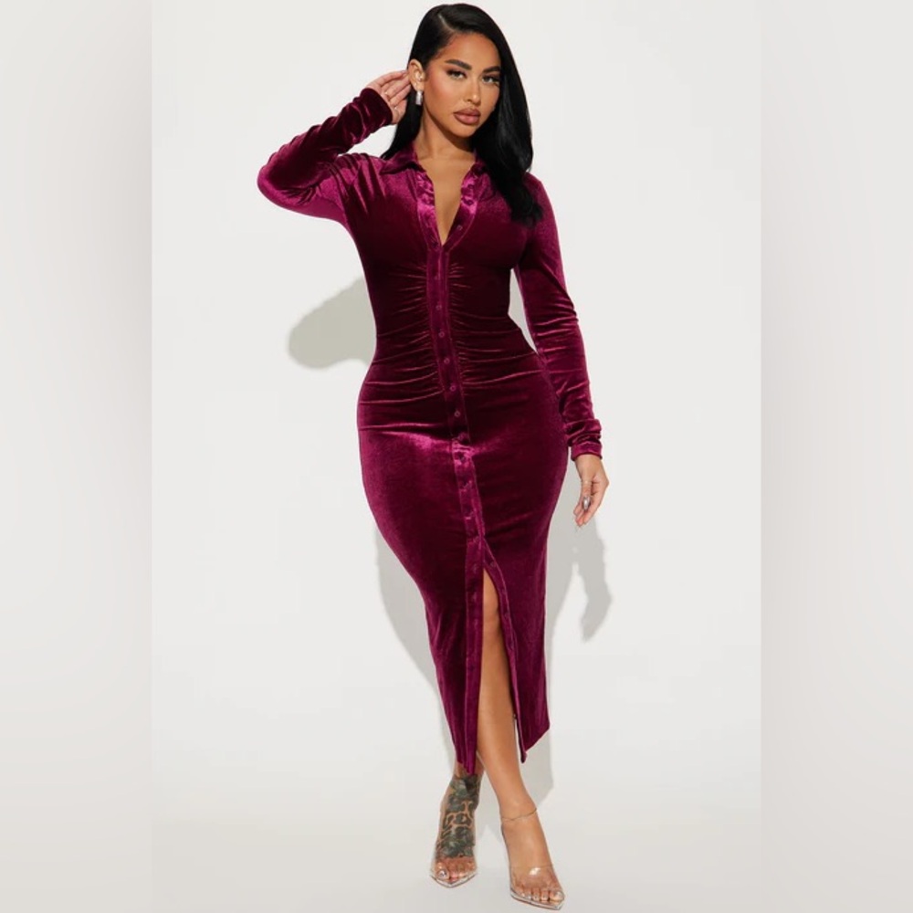 Elegant Velvet (Color) Wine Dress